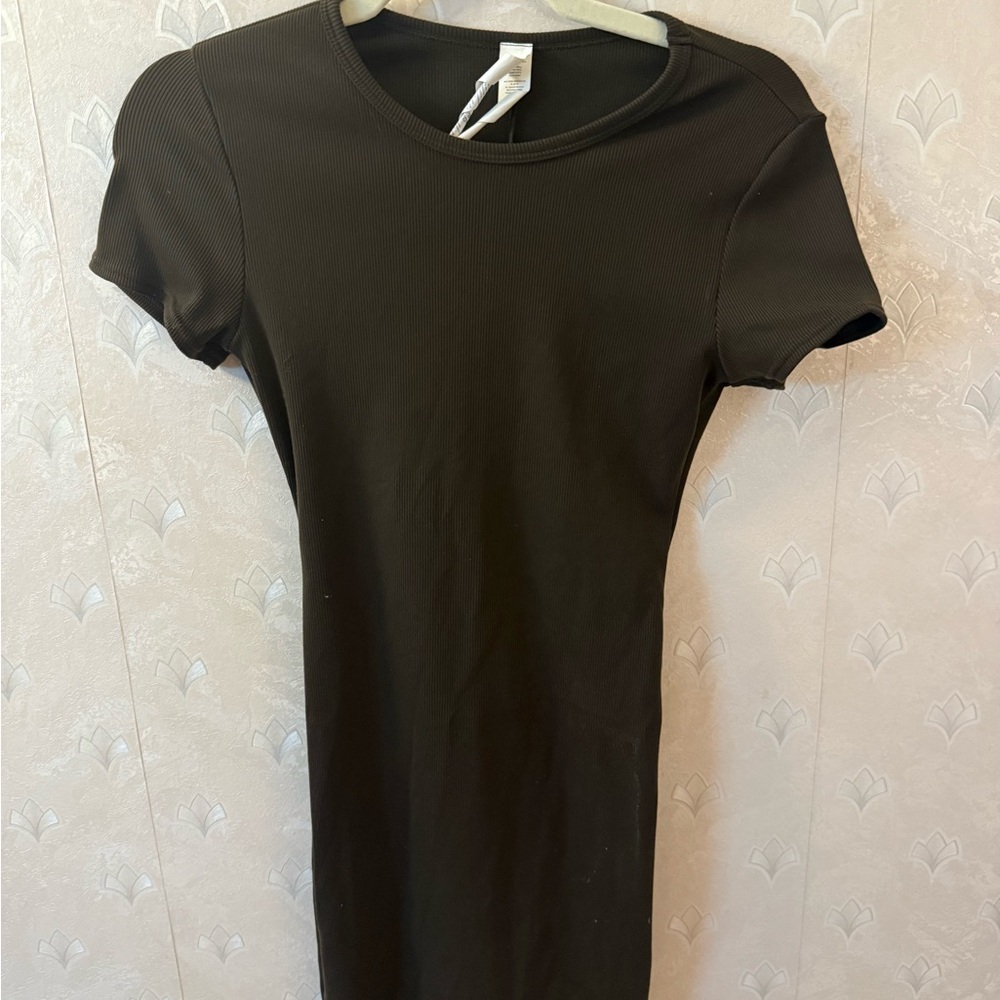Brown Short Sleeve Dress